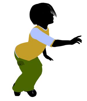Caucasian boy silhouette on a white background