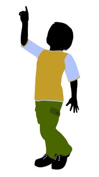 Caucasian boy silhouette on a white background