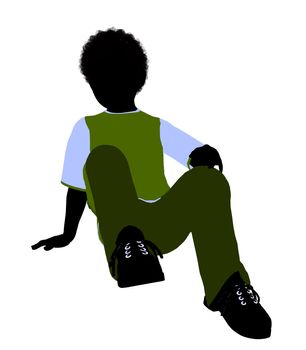 African American boy silhouette on a white background
