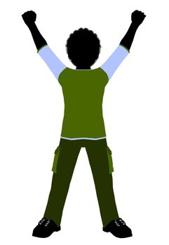 African American boy silhouette on a white background