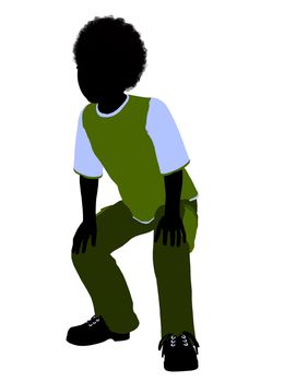 African American boy silhouette on a white background