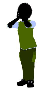 African American boy silhouette on a white background