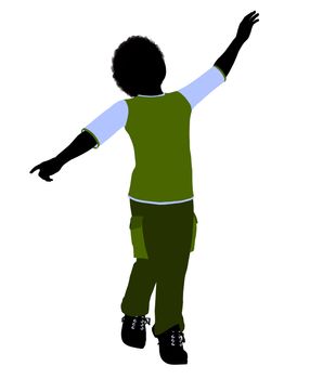 African American boy silhouette on a white background