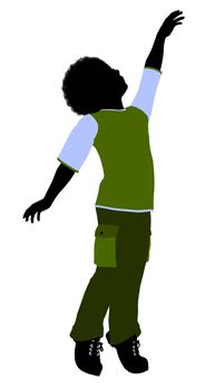 African American boy silhouette on a white background
