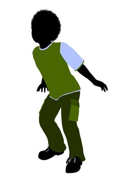 African American boy silhouette on a white background