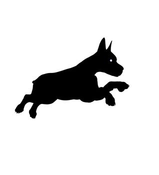 Black puppy dog art illustration silhouette on a white background