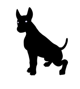 Black puppy dog art illustration silhouette on a white background