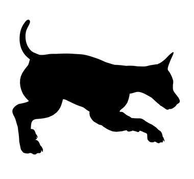 Black puppy dog art illustration silhouette on a white background