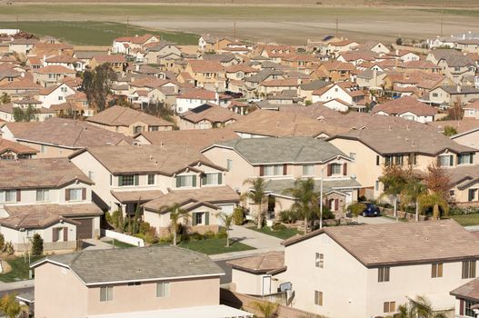 Elevated View of New Contemporary Suburban Neighborhood.