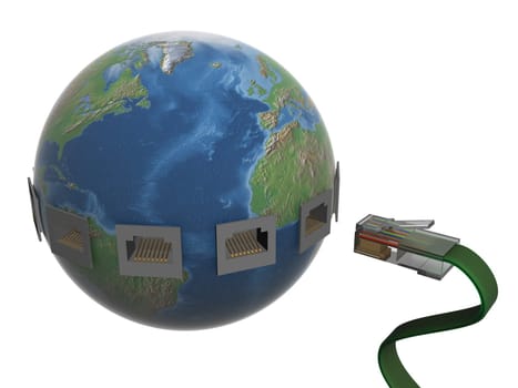 Global communication in the world. 3D image.