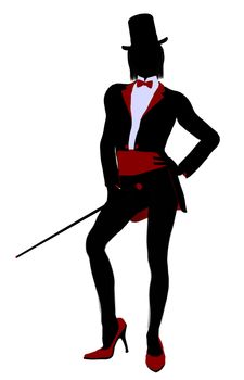 Female magician silhouette illustration on a white background