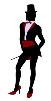 Female magician silhouette illustration on a white background