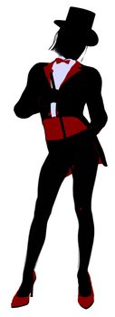 Female magician silhouette illustration on a white background