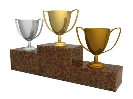 Cups for winners of competitions. the 3D image.