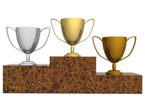 Cups for winners of competitions. the 3D image.