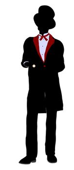 Male Magician silhouette illustration on a white background