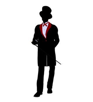 Male Magician silhouette illustration on a white background