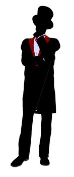Male Magician silhouette illustration on a white background