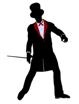 Male Magician silhouette illustration on a white background