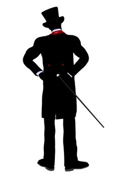 Male Magician silhouette illustration on a white background
