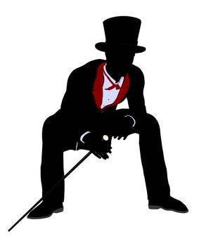 Male Magician silhouette illustration on a white background