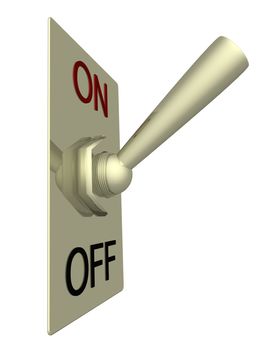 The electric switch on a white background. 3D image.