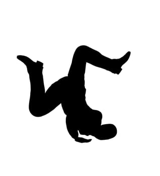 Male urban dancer silhouette on a grey background