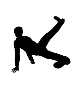 Male urban dancer silhouette on a grey background