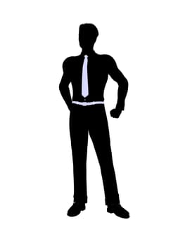 Male business silhouette illustration on a white background