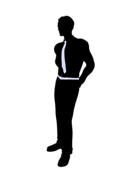 Male business silhouette illustration on a white background