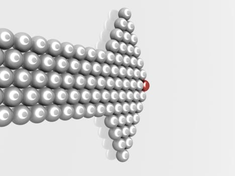 Directional marker made of spheres. 3D image