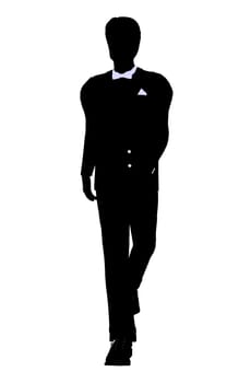 Male business silhouette illustration on a white background