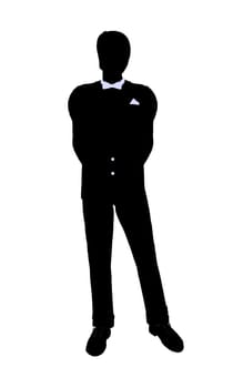 Male business silhouette illustration on a white background