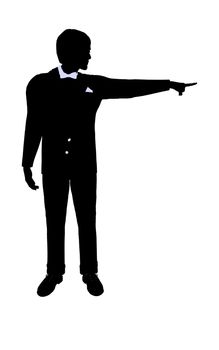 Male business silhouette illustration on a white background