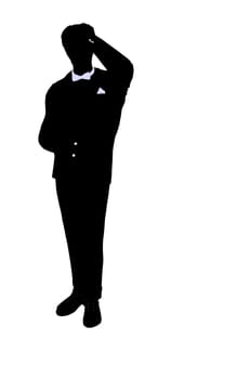 Male business silhouette illustration on a white background