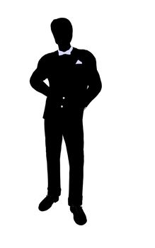 Male business silhouette illustration on a white background