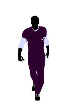 Male doctor silhouette illustration on a white background