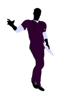 Male doctor silhouette illustration on a white background