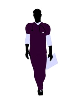 Male doctor silhouette illustration on a white background