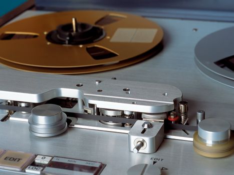 Reel to reel 1/4-inch tape recorder from years gone by.
