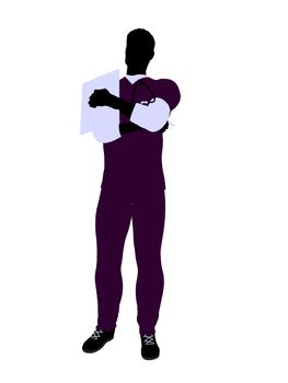 Male doctor silhouette illustration on a white background