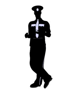 Male police officer silhouette illustration on a white background