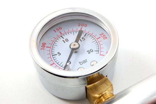 high pressure barometer of a pump on white background