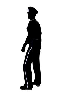 Male police officer silhouette illustration on a white background
