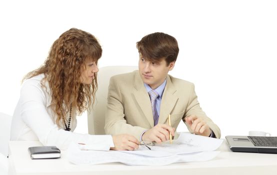 Pair of young businessmen on a workplace