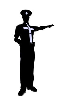 Male police officer silhouette illustration on a white background