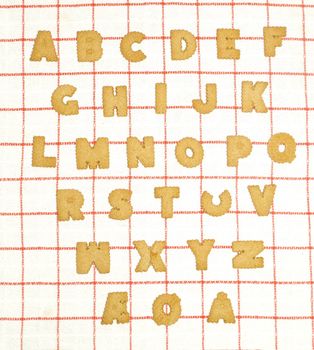 Norwegian alphabet written with bisquits