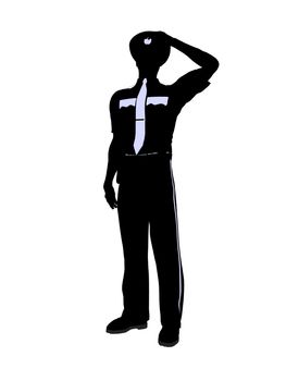 Male police officer silhouette illustration on a white background