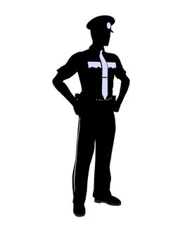 Male police officer silhouette illustration on a white background