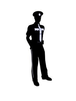 Male police officer silhouette illustration on a white background